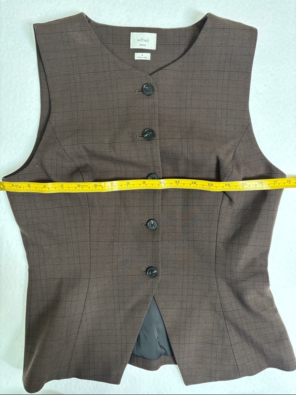 Aritzia Brown Plaid Tailored Sleeveless Vest - Picture 5 of 8